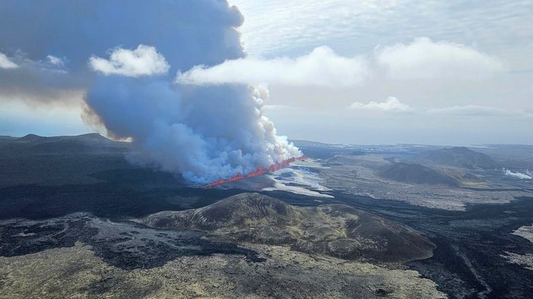 A volcano erupts in Grindavik, Iceland, Wednesday, May 29, 204....