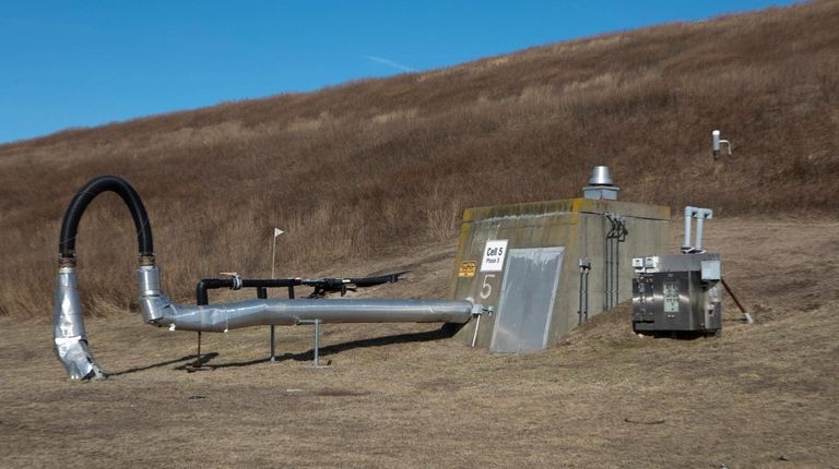 Leachate manhole collection system at the Brookhaven Town landfill in...