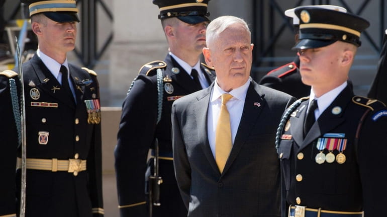 Secretary of Defense Jim Mattis at the Pentagon in Washington,...