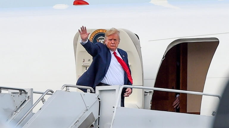 President Donald J. Trump departs Gabreski Airport on County Road...