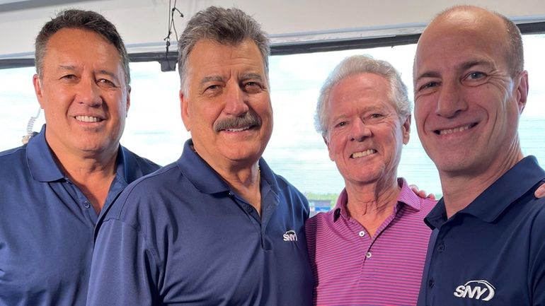 From left, Ron Darling, Keith Hernandez, Curt Gowdy Jr. and...