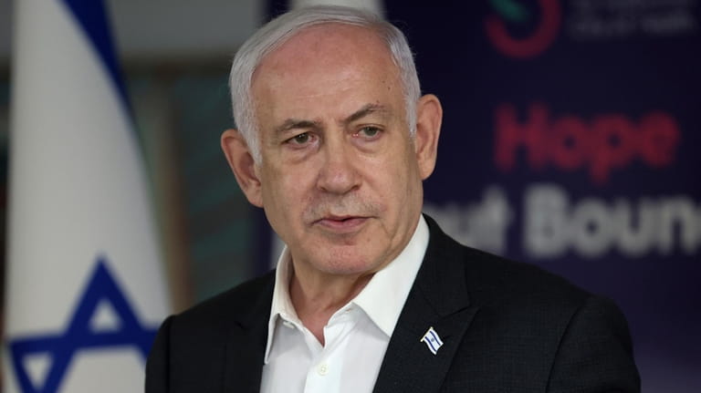 Israeli Prime Minister Benjamin Netanyahu speaks during a news conference...