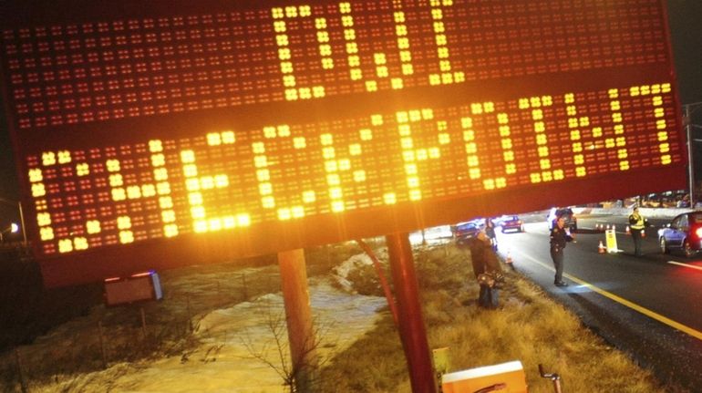 A DWI checkpoint along the Long Island Expressway in 2011.