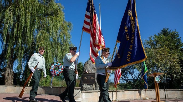 The color guard at the ceremony in Calverton on Saturday.