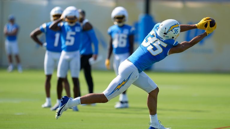 Los Angeles Chargers wide receiver Leon Johnson III (35) makes...