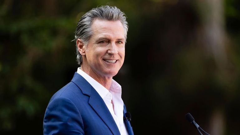 California Gov. Gavin Newsom speaks at the opening ceremony for...