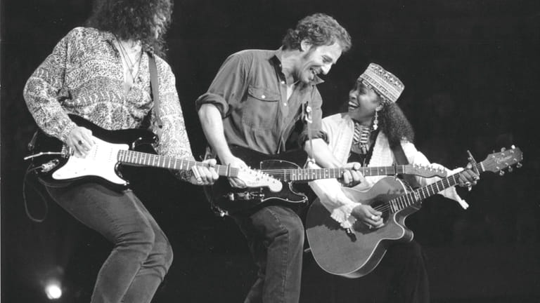 Bruce Springsteen, center, performs at the Nassau Coliseum on Nov. 9, 1992,...