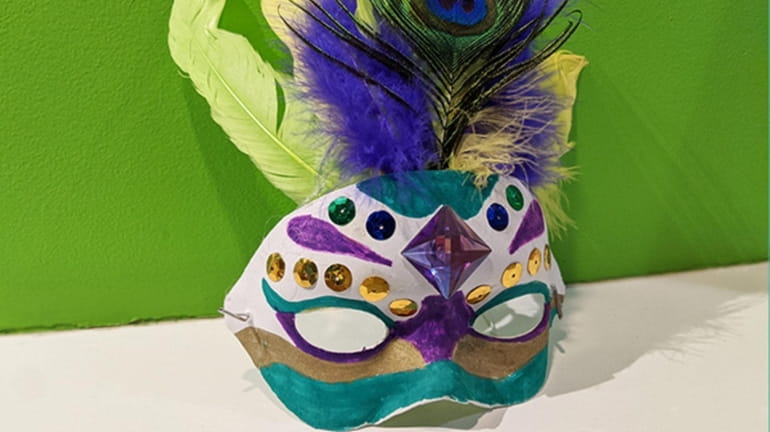 Children can create their own Mardi Gras masks, like the...