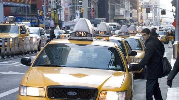A man gets into a cab outside the Port Authority...