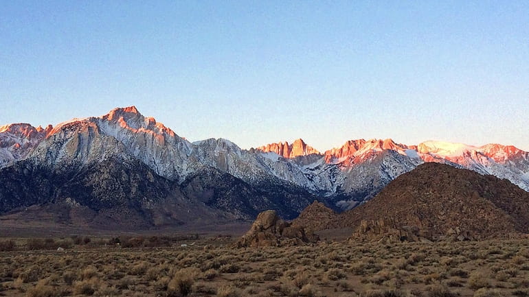 Seen is the eastern Sierra Nevada, with Mount Whitney, the...