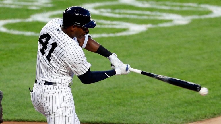 Miguel Andujar of the New York Yankees against the Boston...