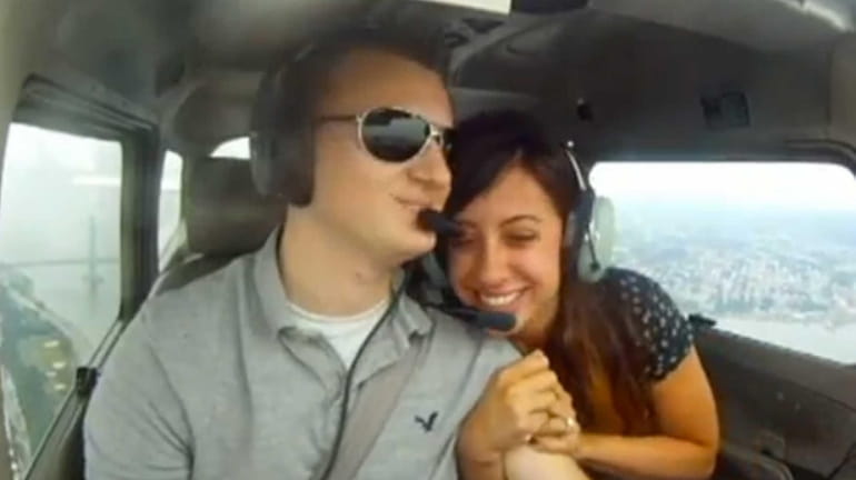 Pilot Mike Nelson, 22, of Islip, proposed to Jessica Rispoli,...