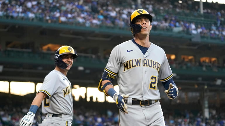 August 4 2021: Chicago Cubs third baseman Patrick Wisdom (16) smiles after  the game with the