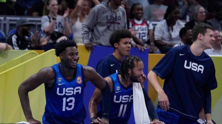 U.S. forward Jaren Jackson Jr. (13) and U.S. guard Jalen...