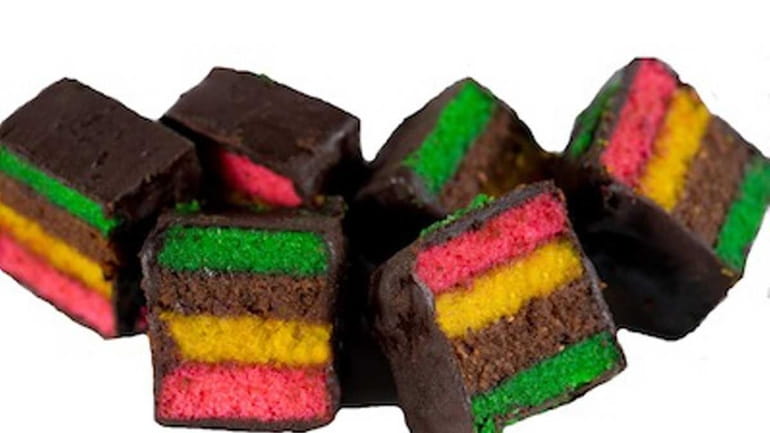 These rainbow cookies, from Shabtai Gourmet, are kosher for Passover...