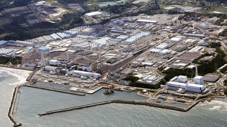 This aerial view shows the Fukushima Daiichi nuclear power plant...