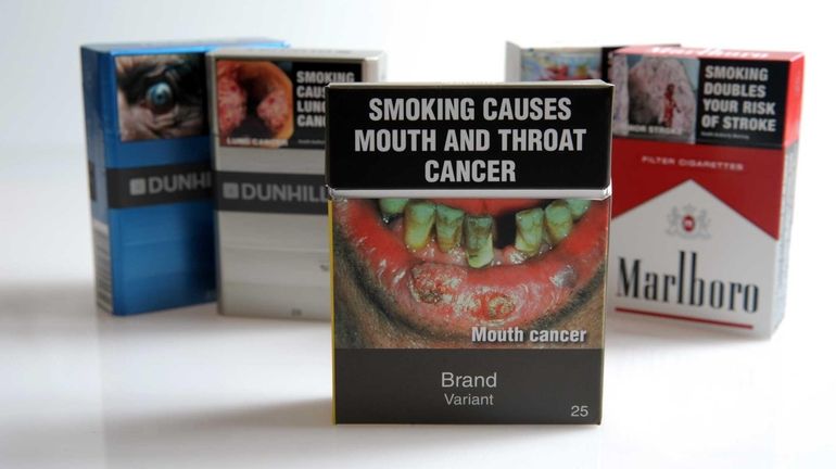 A proposed cigarette packet introduced under Australia's cigarette plain-packaging law,...