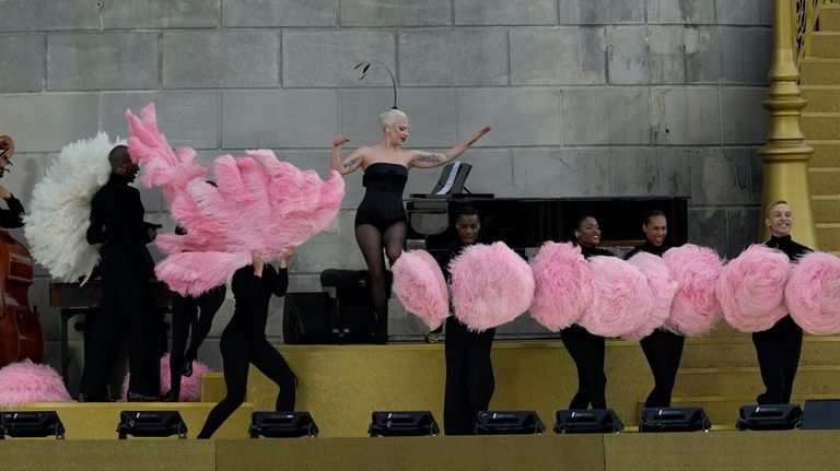 Lady Gaga performs in Paris, France, ahead the opening ceremony...