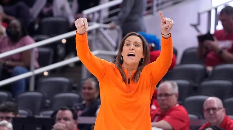 Connecticut Sun head coach Stephanie White calls a play during...