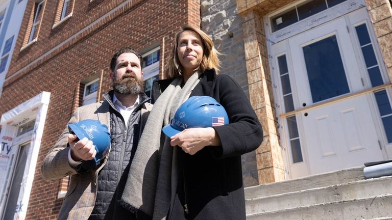 Tritec representatives Chris Kelly and Kelley Coughlan-Heck at the construction site in Bay...