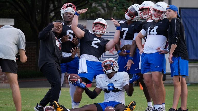 SMU quarterback Preston Stone (2) poses for a photo with...