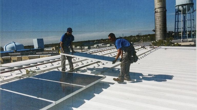 Solar panels are added to the roof of the Martin...