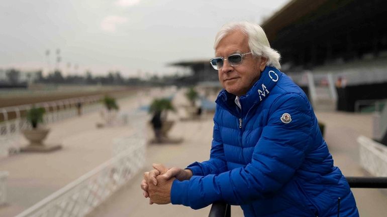 Trainer Bob Baffert stands for a photo ahead of the...