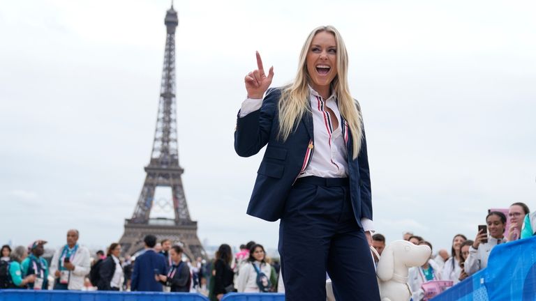 Former Olympian Lindsey Vonn arrives in Paris, France, before the...