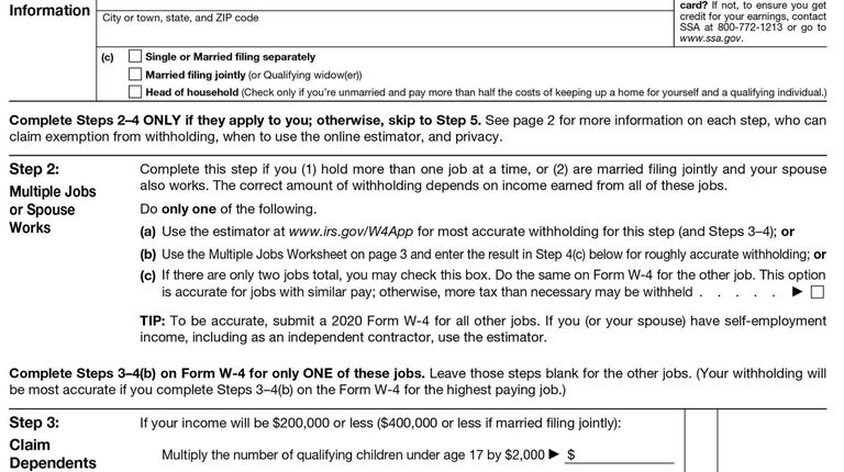 The new W-4 form now has a five-step process to help...