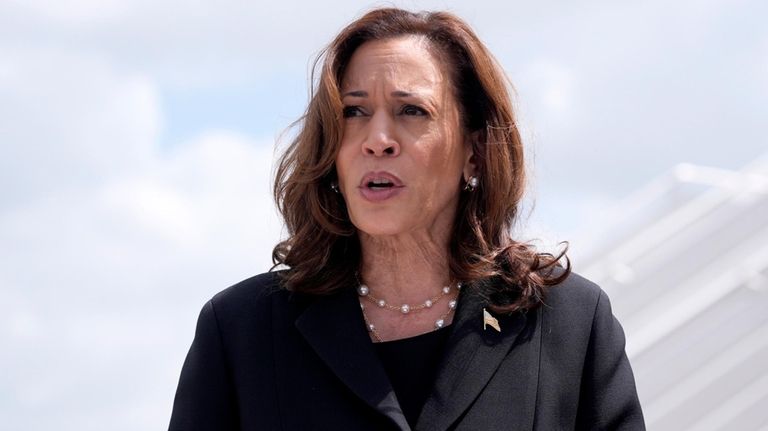 Vice President Kamala Harris delivers remarks at George Bush Intercontinental...