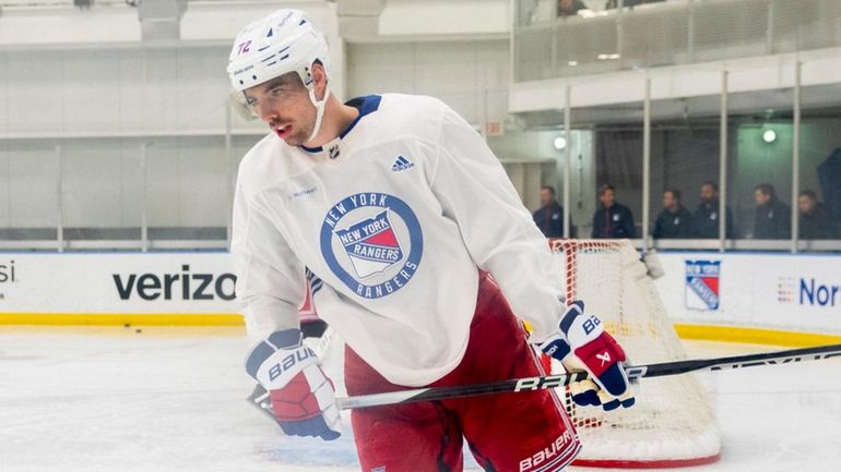 The Rangers' Filip Chytil practices during training camp on Friday in Tarrytown,...