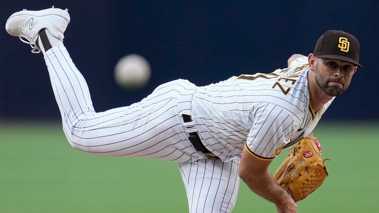 San Diego Padres starting pitcher Nick Martinez works against a...