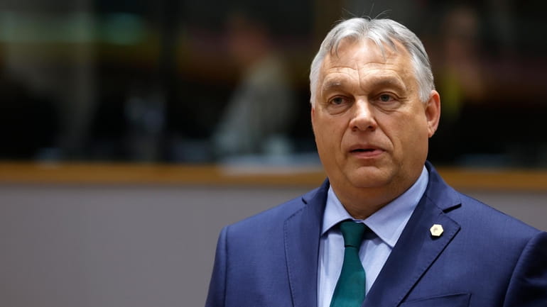 Hungary's Prime Minister Viktor Orban waits for the start of...