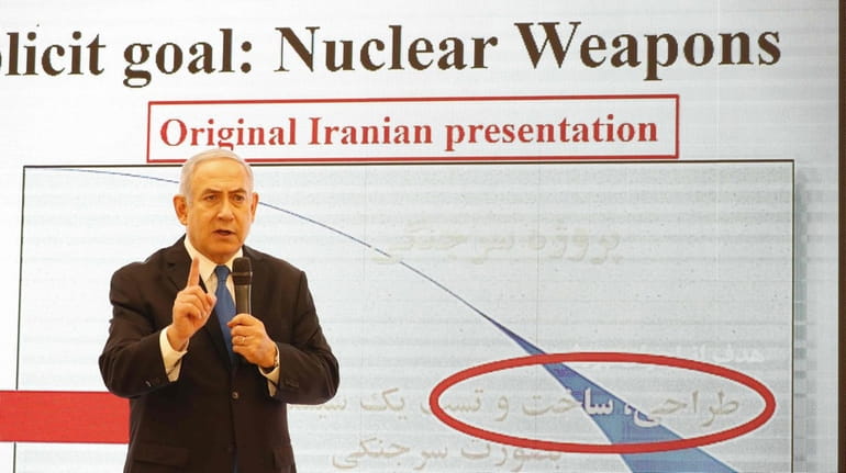 Israeli Prime Minister Benjamin Netanyahu speaks at the Ministry of...