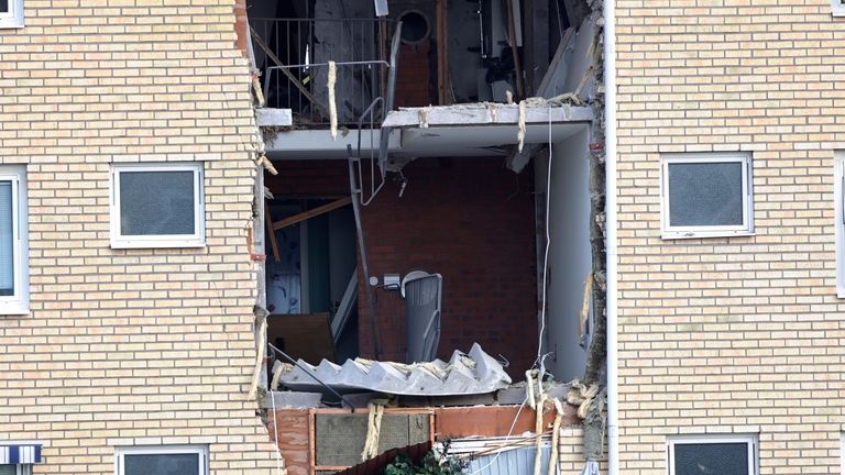 Damages caused by an explosion in a residential building in...