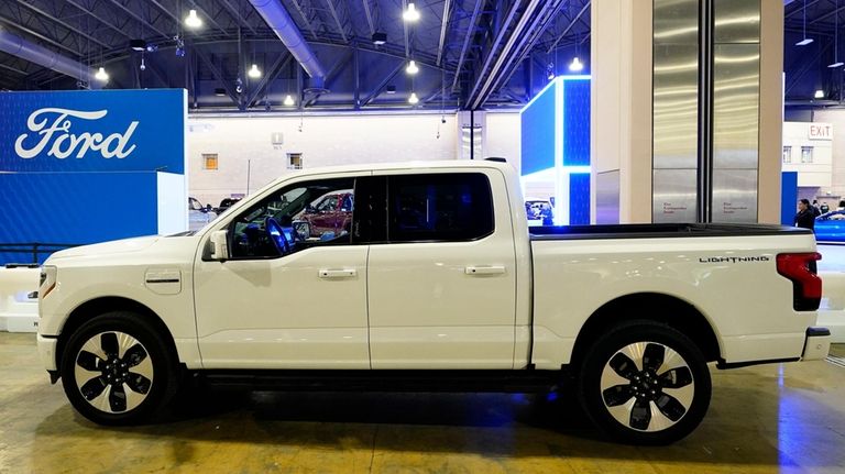 The Ford F-150 Lightning displayed at the Philadelphia Auto Show,...