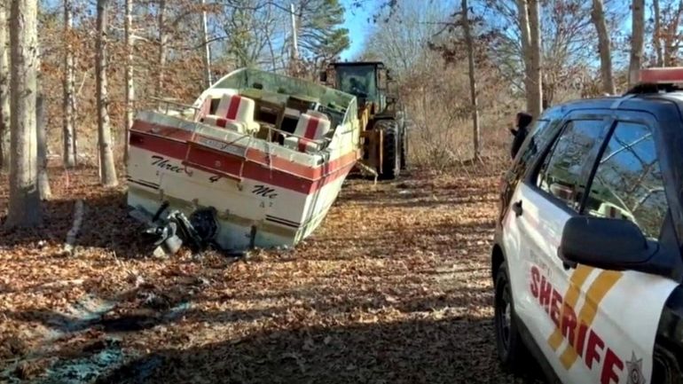 A pleasure boat was discovered in the pine barrens in...