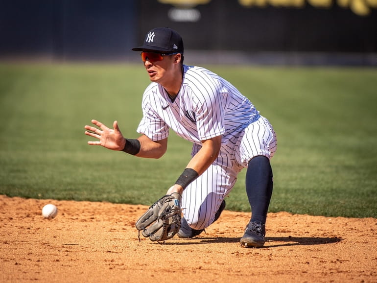 This is a 2022 photo of Jose Peraza of the New York Yankees baseball team.  This image reflects the New York Yankees active roster Tuesday, March 15,  2022, in Tampa, Fla., when