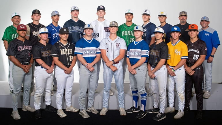 The 2024 Newsday All-Long Island baseball team. Front row, from...