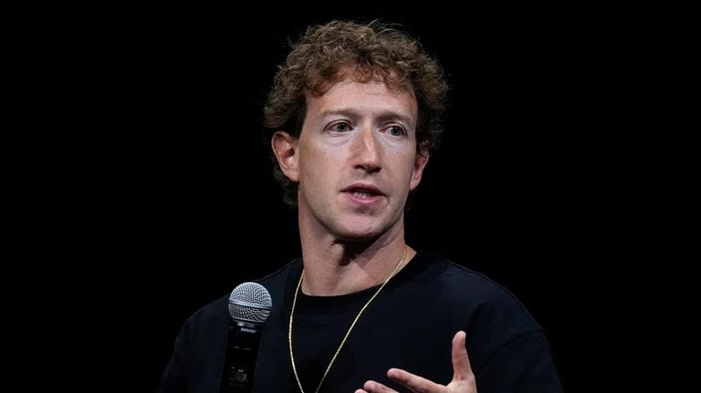 Mark Zuckerberg, chief executive officer of Meta, makes a point...