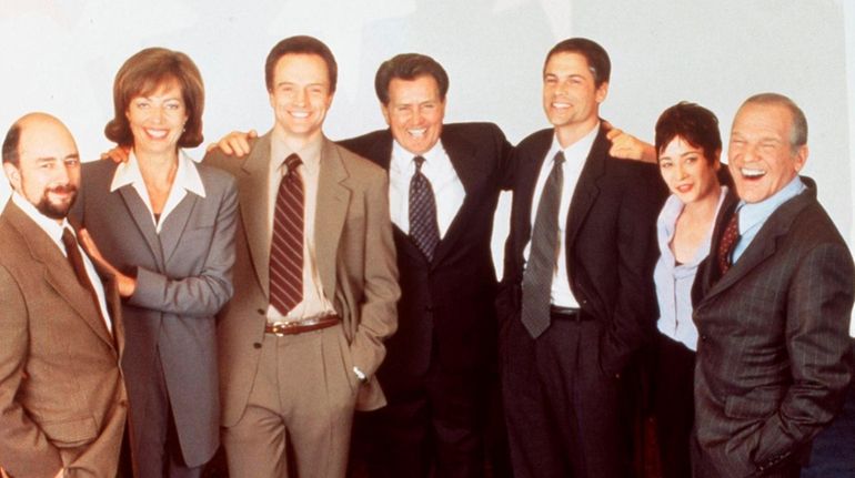 Richard Schiff, from left, Allison Janney, Bradley Whitford, Martin Sheen,...