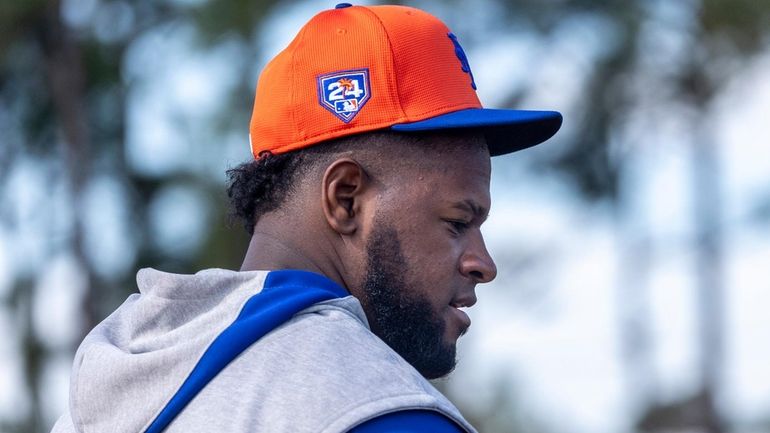 Mets pitcher Luis Severino during a spring training workout on...