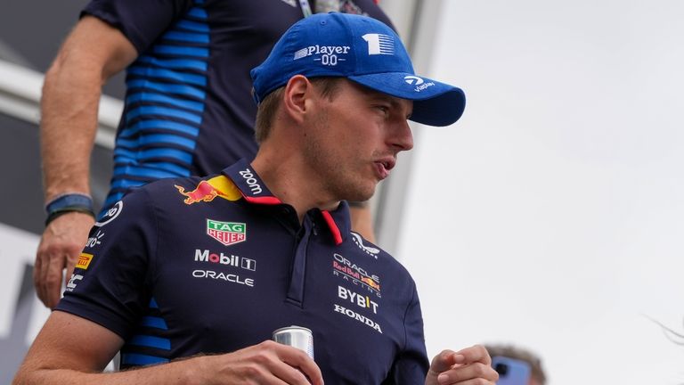 Red Bull driver Max Verstappen of the Netherlands leaves after...