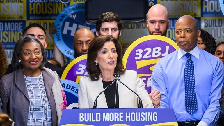 Gov. Kathy Hochul, Senate Majority Leader Andrea Stewart-Cousins, New York City...