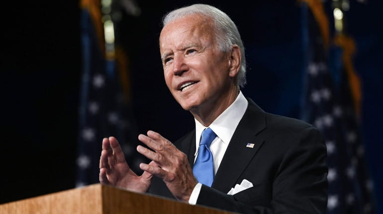 Democratic presidential nominee Joe Biden speaks Thursday at Chase Center...