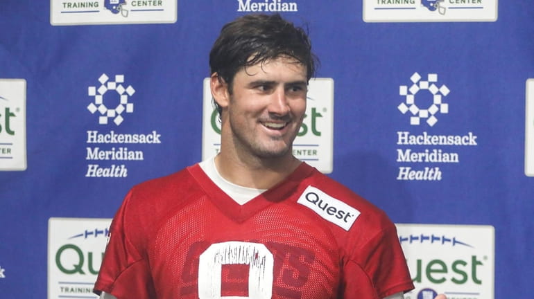 Daniel Jones speaks at a news conference on Thursday, May 23, 2024.