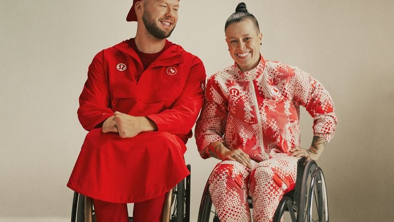 This image released by Lululemon shows Canadian Olympic athletes Zak...