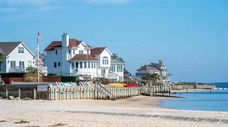 Homes facing the Peconic Bay off South Jamesport Avenue.