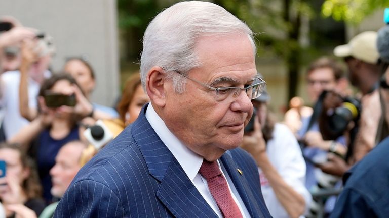 Sen. Bob Menendez, D-N.J., leaves federal court in New York,...