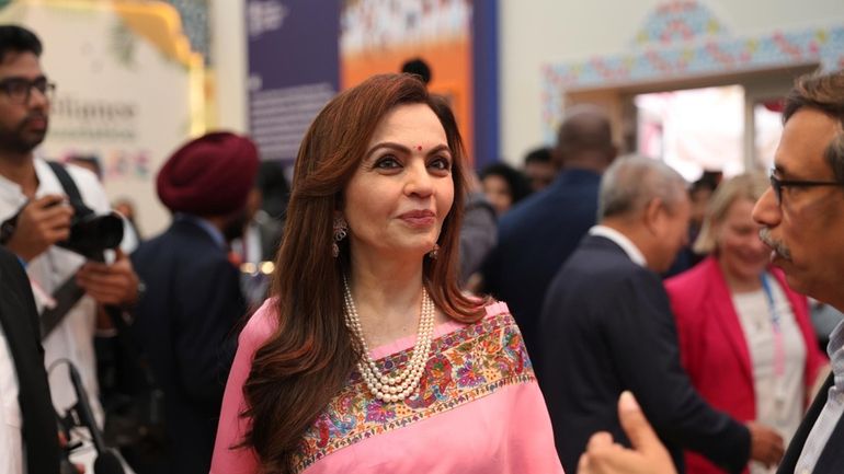 India's Nita Ambani attends the inauguration of the Indian House...